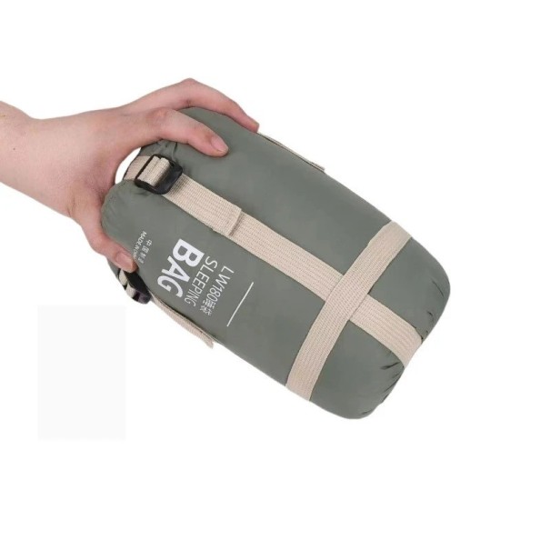 Sovsäck 205 x 85 cm Grön med bomull och nylon, för temperaturer 8-15°C, kompakt förpackning 29 x 12 cm 1