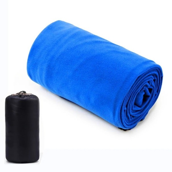 Spací pytel 180 x 80 cm, skládací průměr 14 cm, výška 29 cm, vložka do spacího pytle, úložný vak, Terylen, Fleecová tkanina modrá