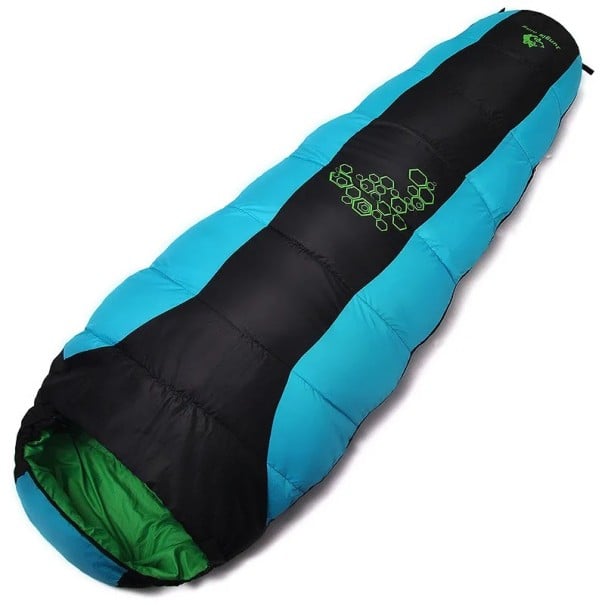 Spací pytel zimní 220 × 80 cm hmotnost 1500 g polyesterová podšívka teplotní rozsah -10 až 0 °C pro kempování outdoor modrá