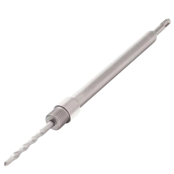 Spannadapter für Bohrkrone mit Führungsbohrer 400 mm metallisches Gewinde-System für tiefes Bohren in Beton und Mauerwerk