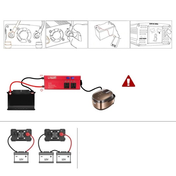 Spanningsomvormer 12V naar 220V A1755