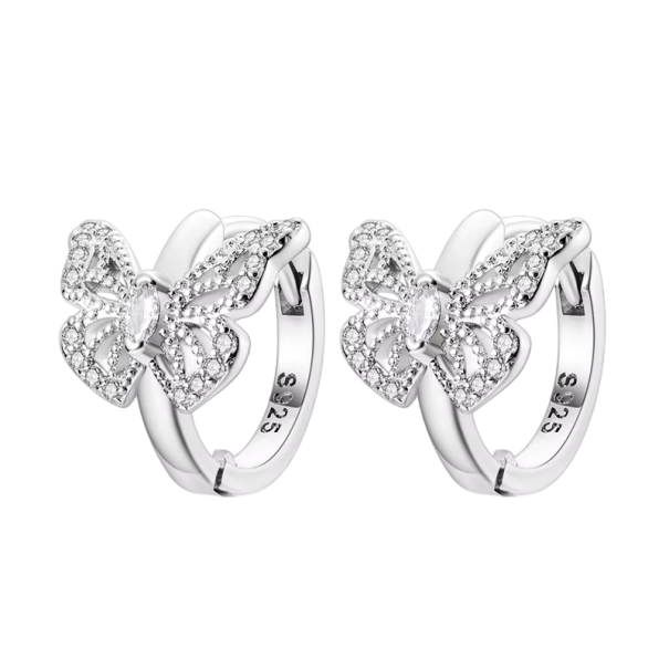 Sparkling Butterfly Earrings 925 Sterling Silver for Women Fashion Fine Jewellery with Shiny Design 1