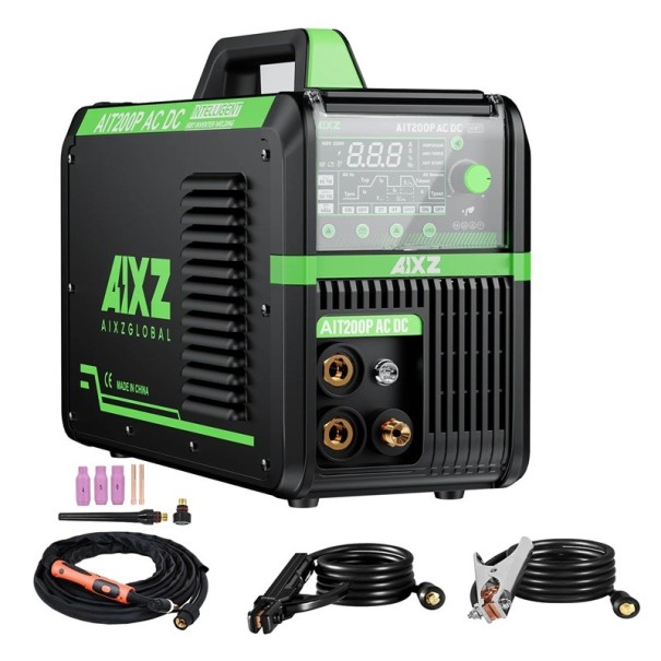 Spawarka AIT200P AC/DC inwerter 5w1 TIG i MMA pulsacyjna HF 0,7-6 mm 220 V IGBT czarna do spawania aluminium stali nierdzewnej stali i blach 1