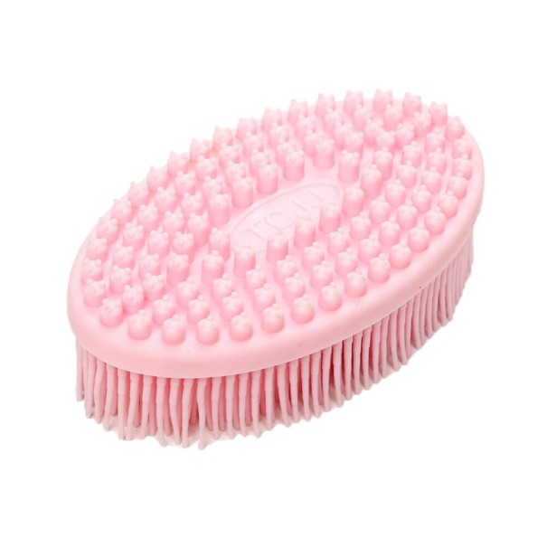 Spazzola da massaggio in silicone rosa chiaro