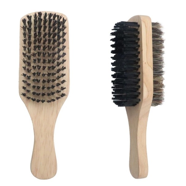 Spazzola ecologica doppia per barba e capelli 9,5 x 7,6 x 5 cm Spazzola in legno con due tipi di setole 1,6 cm Cura della barba styling dei capelli 1