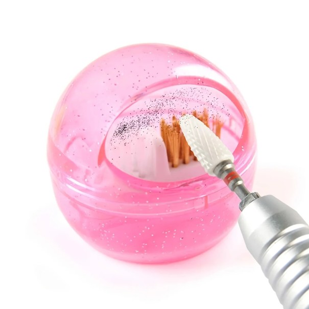 Spazzola per la pulizia di punte e teste di smerigliatrice per unghie 45 x 22 mm Spazzola portatile in rame con custodia in plastica 6 x 5,5 cm per strumenti per unghie rosa
