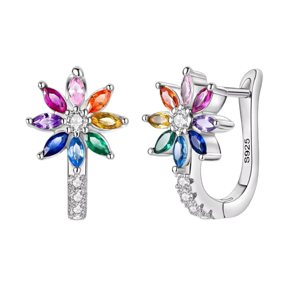 Speelse bloemenoorbellen 925 zilver voor vrouwen Mode sieraden Cadeaus ronde oorbellen dagelijkse fijne sieraden met bloemenontwerp 1