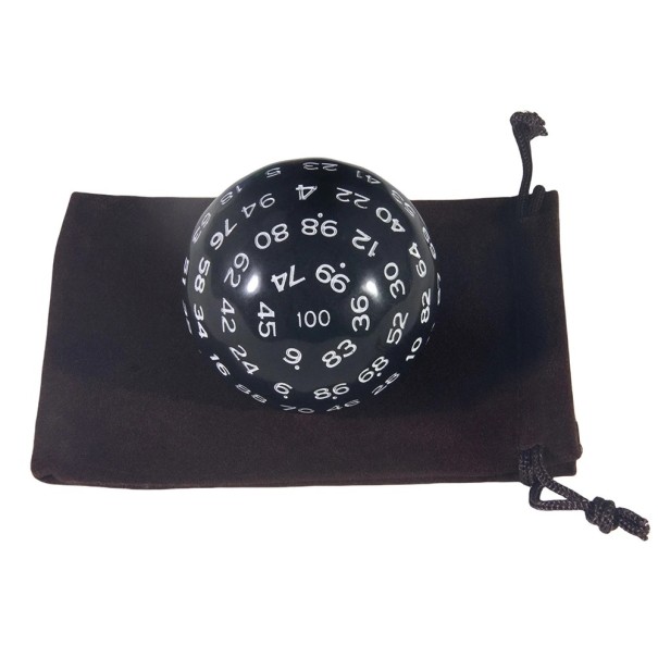 Speelsteen D100 4,8 cm Acryl twintigzijdige steen met zakje voor RPG bordspellen, gezelschapsspellen en rollenspellen wit