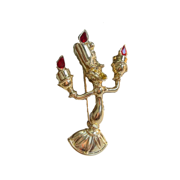 Spilla decorativa a forma di candelabro pin distintivo design metallico candelabro con figura accessorio per abbigliamento zaino risvolto rosso