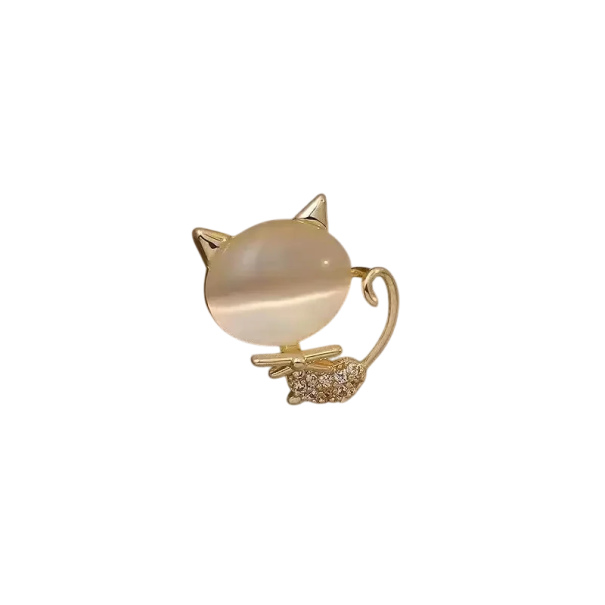 Spilla di moda Gatto metallico con pietre decorative Lega di zinco Spilla elegante a forma di gatto Accessorio stiloso per giacca, cappotto 1