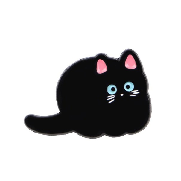 Spilla gatto nero con occhi blu circa 3,3 x 3,1 cm spilla nera blu rosa motivo animale carino per zaino abbigliamento accessorio 1