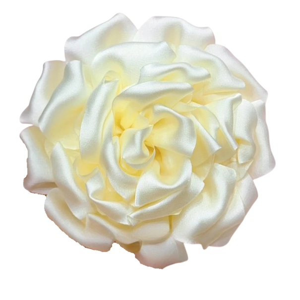 Spilla in tessuto a forma di fiore 11 cm spilla da bavero accessorio di moda gioiello per abbigliamento borsa zaino decorazione elegante bianco