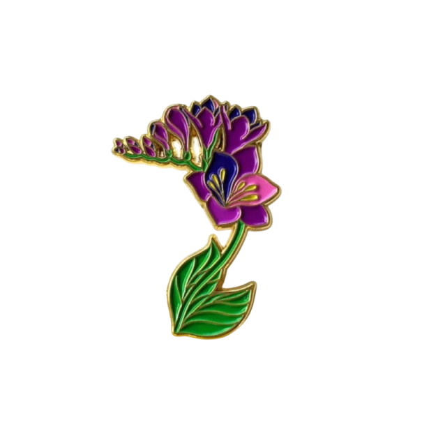Spilla smaltata fiore pianta viola botanica spilla verde viola rosa distintivo metallico accessorio per zaino bavero abbigliamento 1