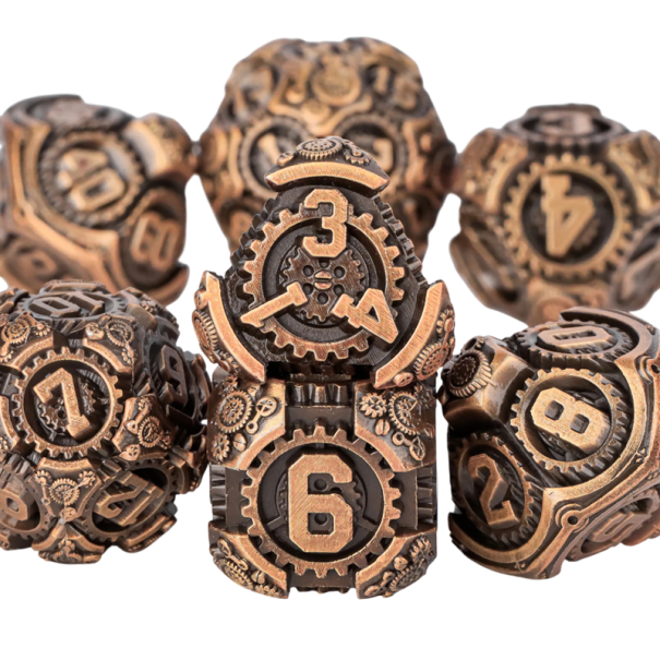 Spilleterninger 7 stk Mekanisk motiv tandhjul RPG sæt til brætspil Dragehul fantasy rollespilterninger 1