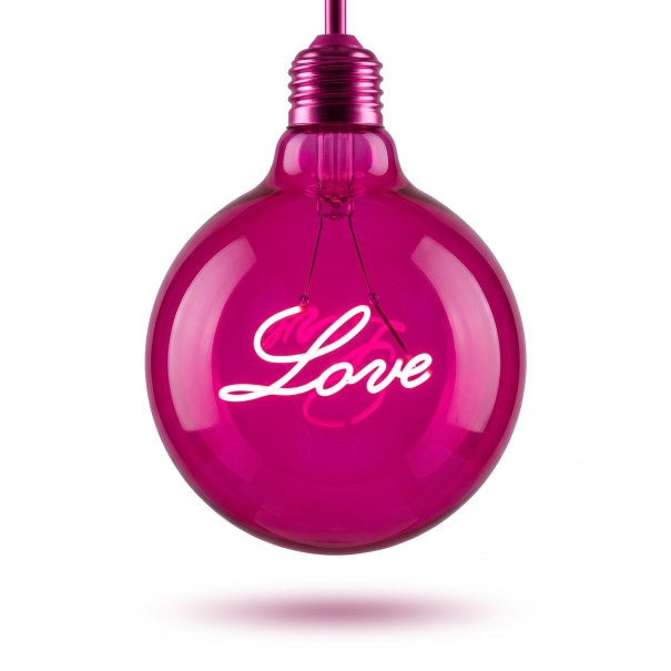 Spiral LED Bulb with Filament G125 E27 Love Sign 4 W 220 V 12.5 x 17.5 cm Glass Cover and Aluminium Base Pink Light For Fixtures 1