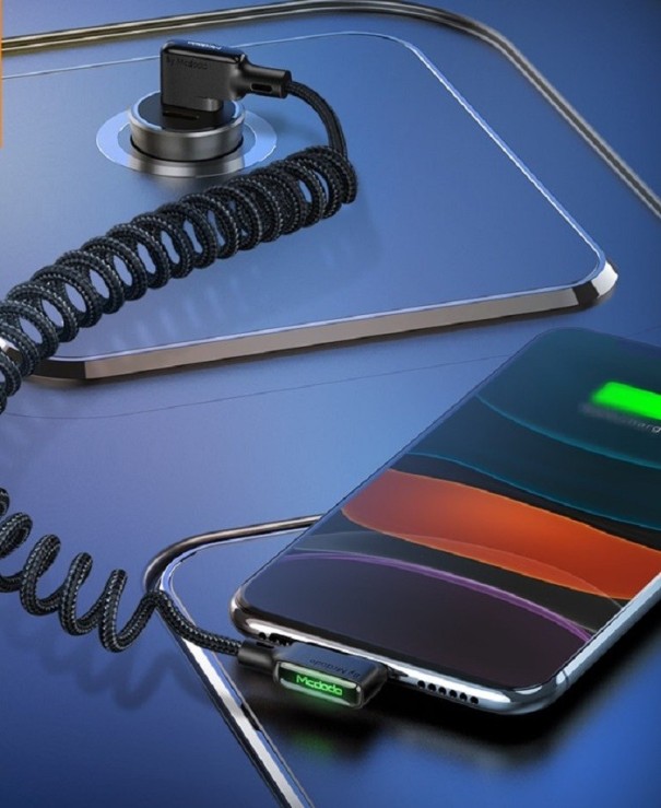 Spiral USB-datakabel Lightning / USB-C