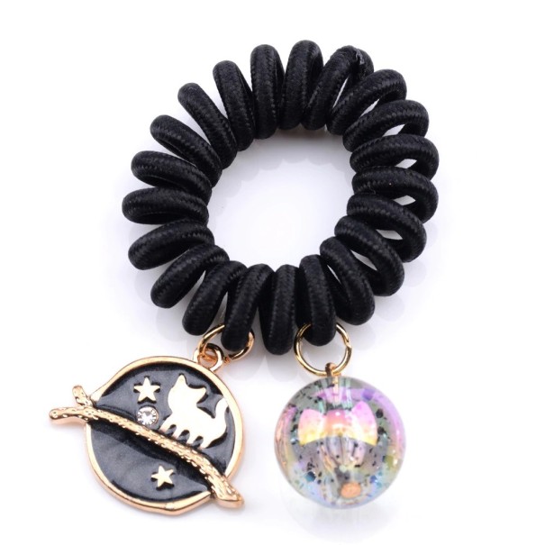 Spirale à cheveux avec pendentifs noir