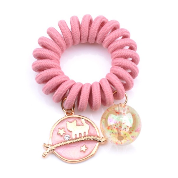 Spiralhårbånd med vedhæng rosa