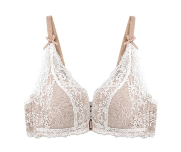 Spitzen-BH mit Vorderverschluss beige 75C