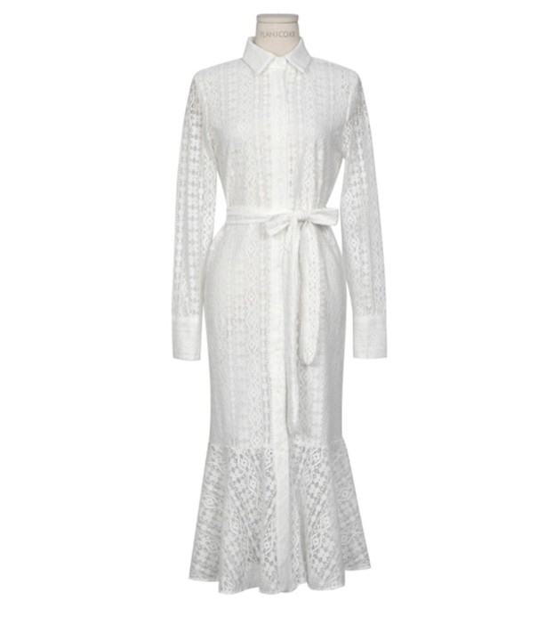 Spitzenkleid für Damen weiß XL