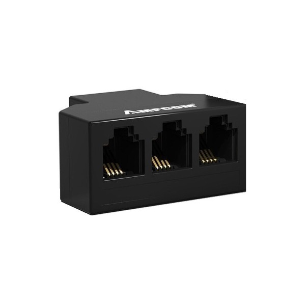 Splitter pentru cablu telefonic RJ11 1-3 porturi negru