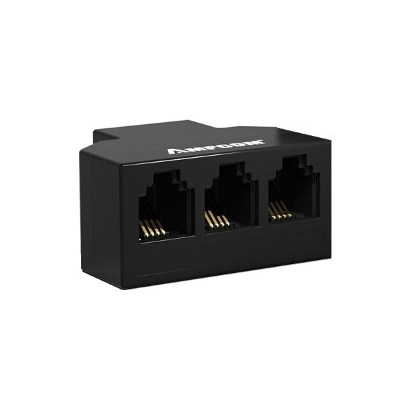 Splitter til telefonkabel RJ11 1-3 porte sort