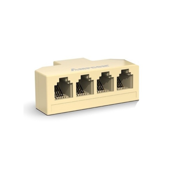 Splitter til telefonkabel RJ11 1-4 porte beige