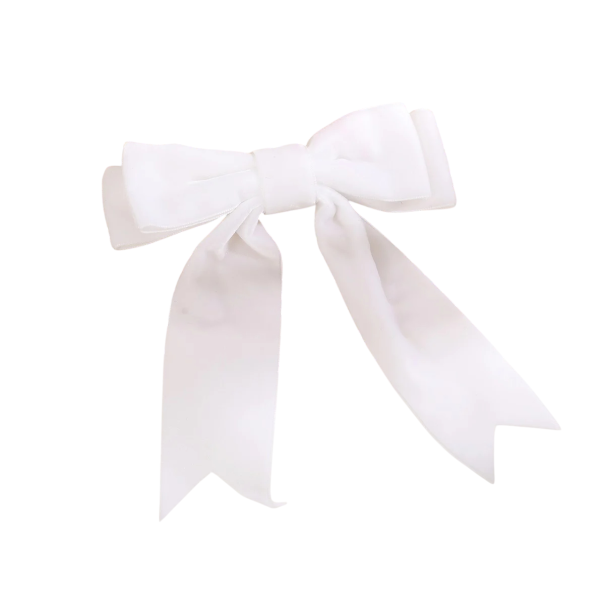 Spona do vlasů dvojitá mašle sametová 12 cm Elegantní vlasová spona Módní doplněk Roztomilá mašlička Stylová ozdoba pro ženy a dívky bílá
