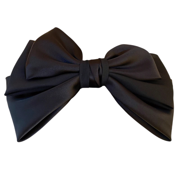 Sponka do vlasů 26 x 18,5 cm Velká černá mašle Slitina kovu a textil Elegantní vlasový doplněk pro ženy společenská ozdoba černá