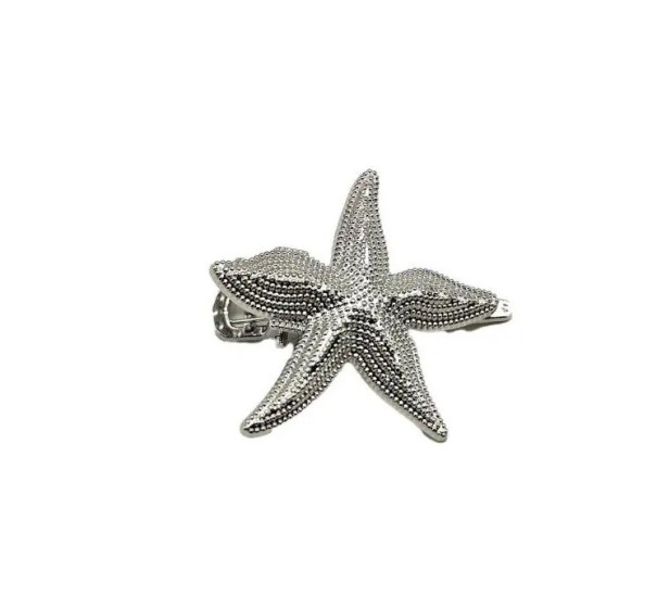 Sponka do vlasů 3,7 x 3,7 x 1,2 cm Hvězdice Slitinový kov 6 g Elegantní mořská ozdoba do vlasů doplněk stříbrná