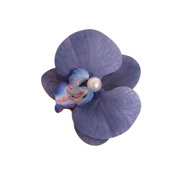 Sponka do vlasů Phalaenopsis s perlou Květinová orchidej Motýl Mašle Elegantní vlasový doplněk Stylingová spona Tkanina fialová