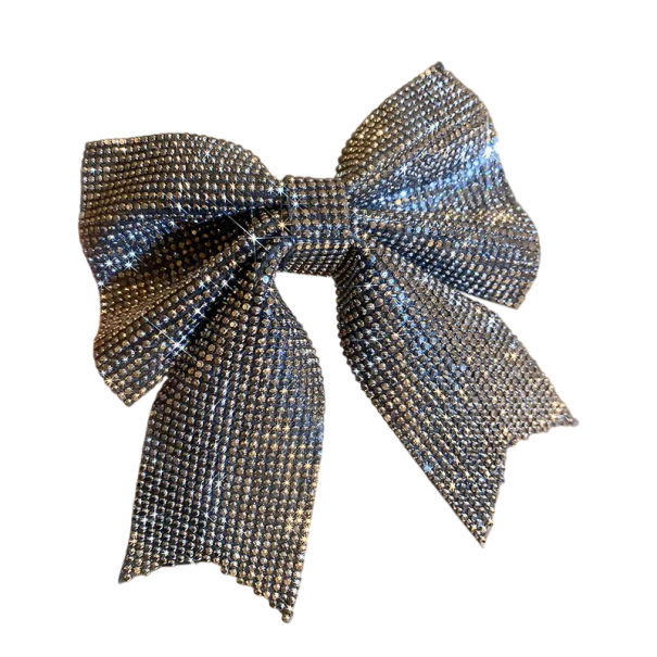 Sponka para cabelo Laço com pedras brilhantes Acessório capilar elegante e cintilante para mulheres e raparigas Acessório social preto