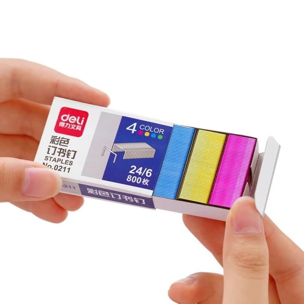 Sponky do sešívačky 800 ks 1,2 x 0,6 cm nerezová ocel barevné kancelářské náplně pro sešívání dokumentů a papírů 1