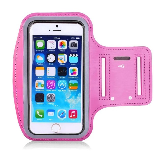 Sport Universele Mobiele Telefoon Armband Flexibele Hardloop Fitness Gym Beschermende Lichtgewicht Draagtas roze