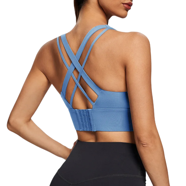 Sportbeha voor dames Sporttopje met push-up effect Sportbeha met kruisbandje op de rug blauw XXL