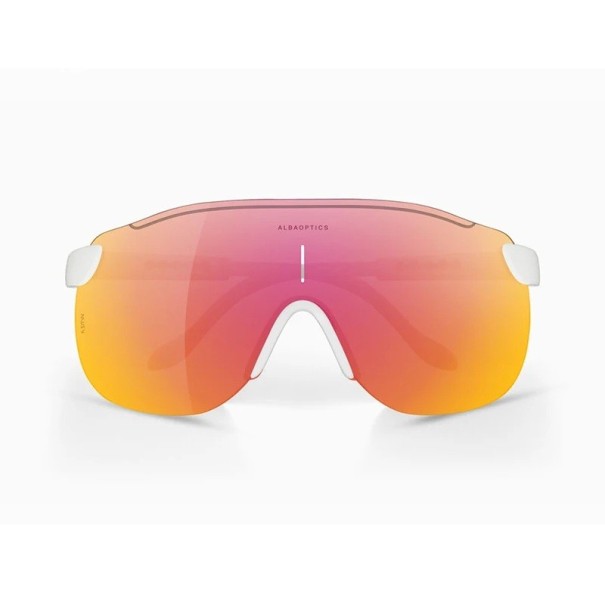 Sportliche Radbrille mit weißen Rahmen und buntem Glas Herren Sonnenbrille für Fahrrad und Mountainbike rosa