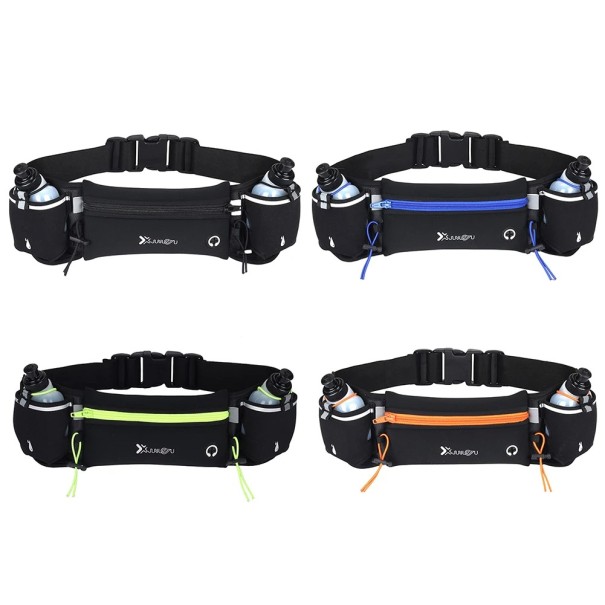 Sportlicher Laufgürtel mit Flaschen, wasserdichter Wasserhalter mit mehreren Taschen, reflektierende Elemente, verstellbarer Gürtel zum Laufen und Wandern