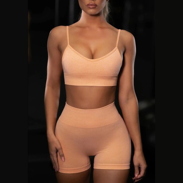 Sportliches Crop-Top und Shorts für Damen orange XS