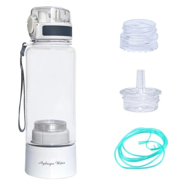 Sportos vízpalack magas hidrogéntartalommal 3000 ppb Ionizáló öntisztító üzemmóddal 380 ml 23 x 7 cm fehér