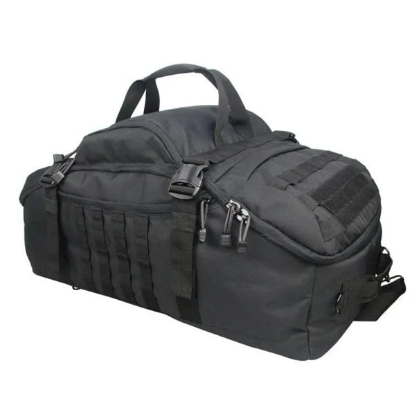 Športová a cestovná taška 3v1 Batoh i taška cez rameno S priečkami Objem 80 l 68 x 35 x 30 cm Nylon 600D Na fitness a cestovanie čierna