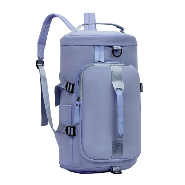 Športová taška Oxford 44 x 26 x 26 cm s ramennými popruhmi na chrbát i bok, ušami do ruky, samostatná kapsa na topánky, cestovná fitness taška modrá