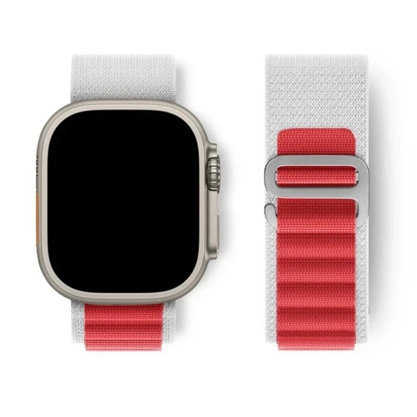 Sportovní nylonový řemínek Alpine Loop pro Apple Watch 40 mm 41 mm 42 mm 44 mm 45 mm 46 mm 49 mm Odolný pásek pro Series 1–10 SE Ultra bílo-červená