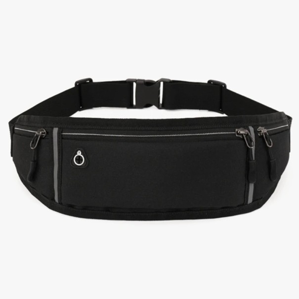 Sportowa torba biodrowa do biegania 40 cm Kolorowa torba biodrowa do fitnessu z elementami odblaskowymi Wiele kieszeni Regulowany obwód 80–100 cm czarny