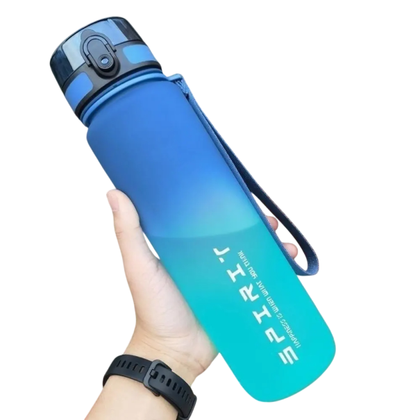 Sports Water Bottle 1000 ml Large Capacity Fitness Bottle Ergonomic Design with Leak-Proof Lid Practical Hydration Bottle for Travel and Sport blue