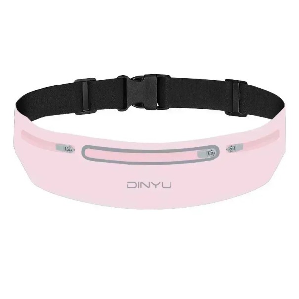 Sportsløbetaske med to lommer, hul til hovedtelefoner, lynlåse til mobiltelefon, løb, vandreture, cykling, let, behagelig at have på rosa