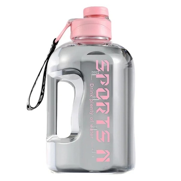 Sportvattenflaska för gymmet 2,7 l Vattenflaska med stor kapacitet Fitnessflaska med ergonomiskt handtag Läcksäkert lock Slitstark och lätt konstruktion rosa