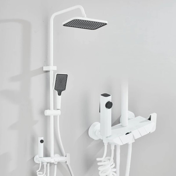 Sprchový set s dešťovou hlavicí 27,5 x 18,5 cm a ruční sprchou nástěnná baterie ABS a nerezová ocel nastavitelná tyč 85-120 cm do koupelny 1