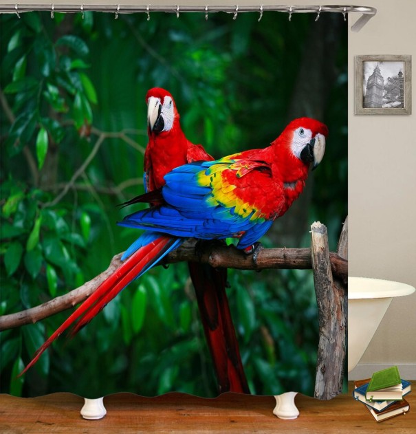 Sprchový závěs s papoušky S 1