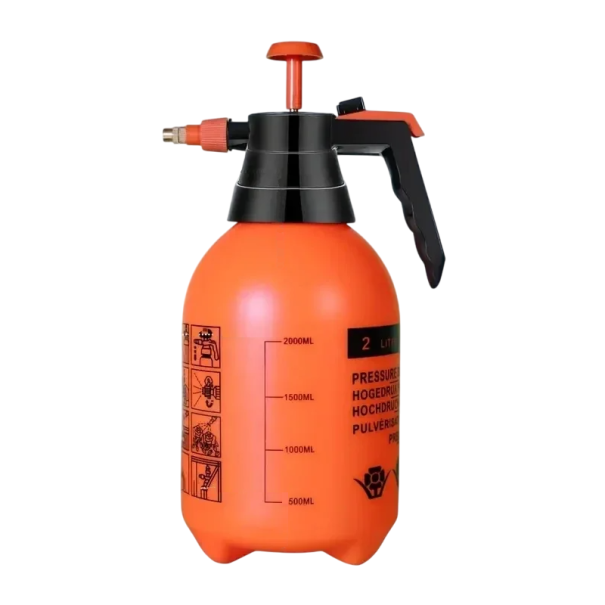 Spruzzatore a pressione 2 l con pompa Spruzzatore in plastica per giardino Spruzzatore manuale arancione Nebulizzatore da giardino Umidificazione 1