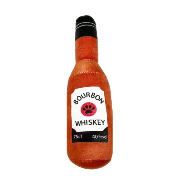 Squeak plysch hundleksak 24 cm alkoholflaska formad leksak Mjuk plyschleksak med ljud Interaktiv hundleksak Whiskey